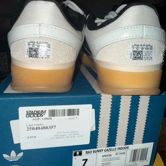 Bad bunny Adidas Gazelle Indoor White and Black Sneakers - Picture 7 of 9